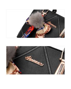 Ainvoer Black Hand & Shoulder Bag With Scarf Tassel